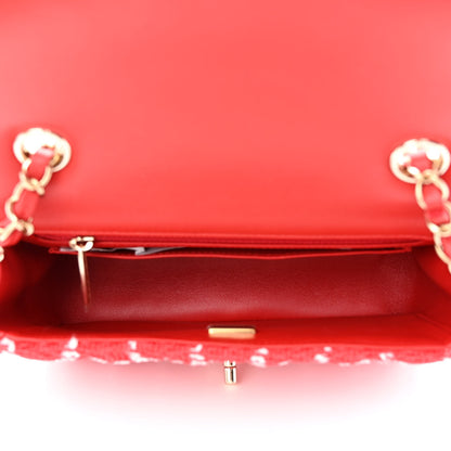 Chanel Tweed Quilted Mini Rectangular Flap White Red 5 of 10