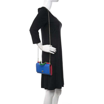 Dolce & Gabbana Lizard Calfskin Embossed Mini Miss Sicily Chain Wallet Blue Multicolor 2 of 9