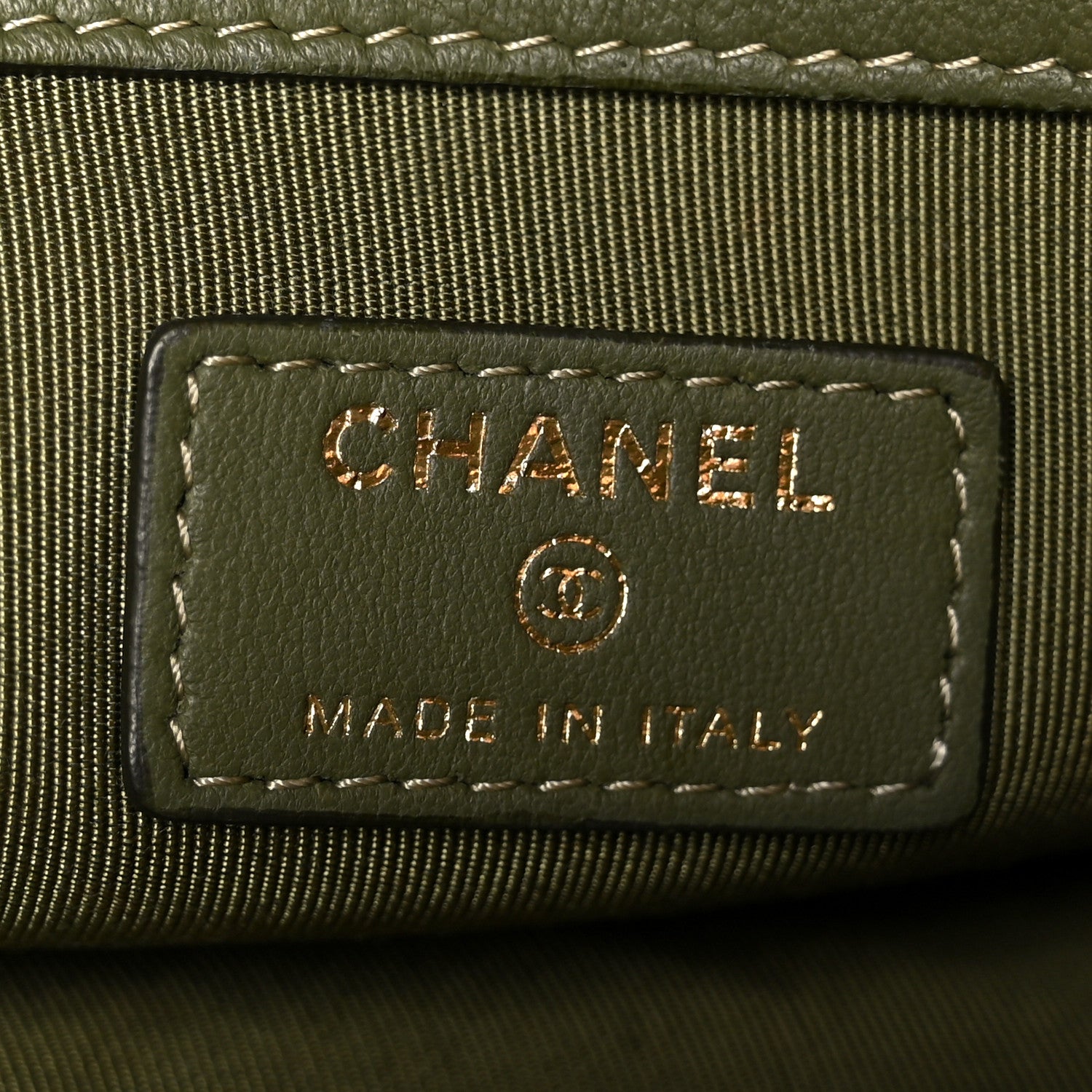 Chanel Calfskin Chevron Quilted Medium Cosmetic Case Khaki 6 of 8