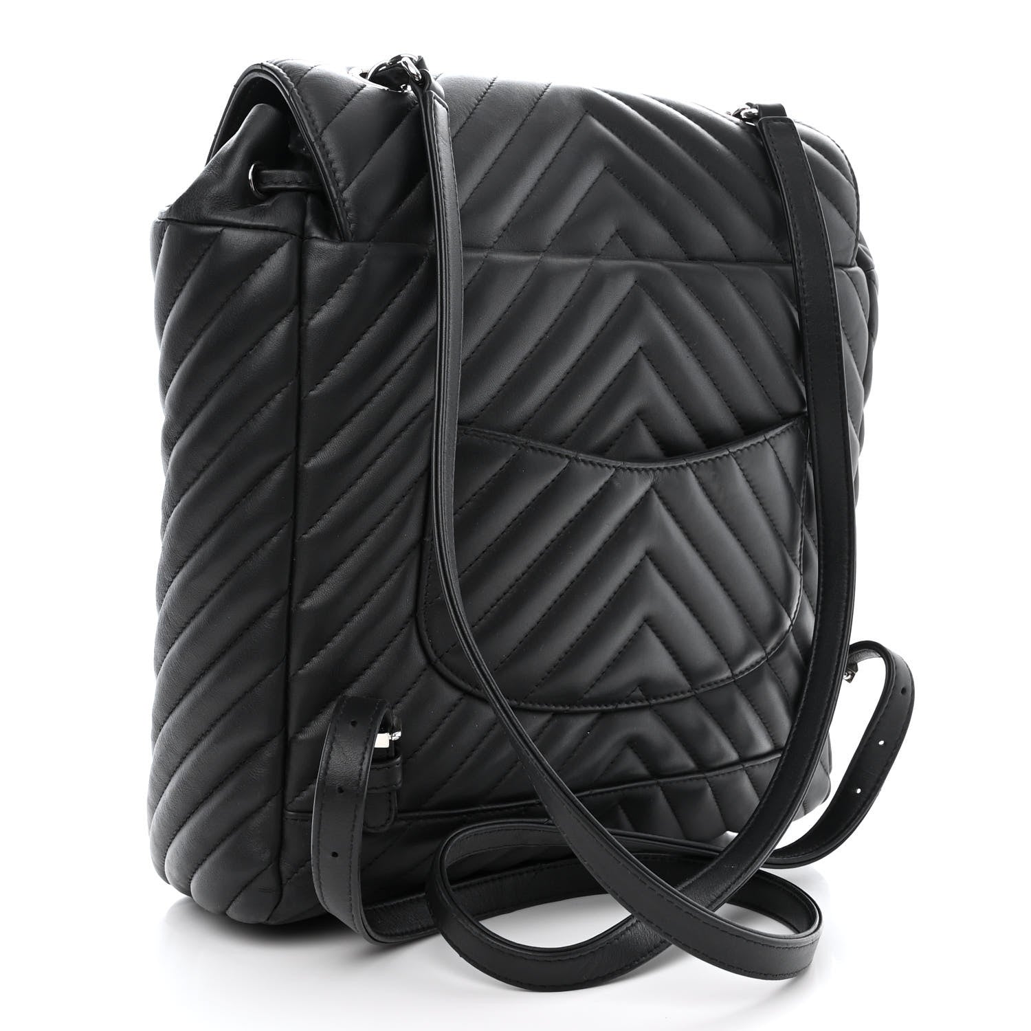 Chanel Calfskin Chevron Quilted Large Urban Spirit Backpack Black 3 of 13