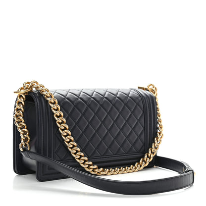 Chanel Lambskin Quilted Medium Boy Flap Dark Navy 3 of 10