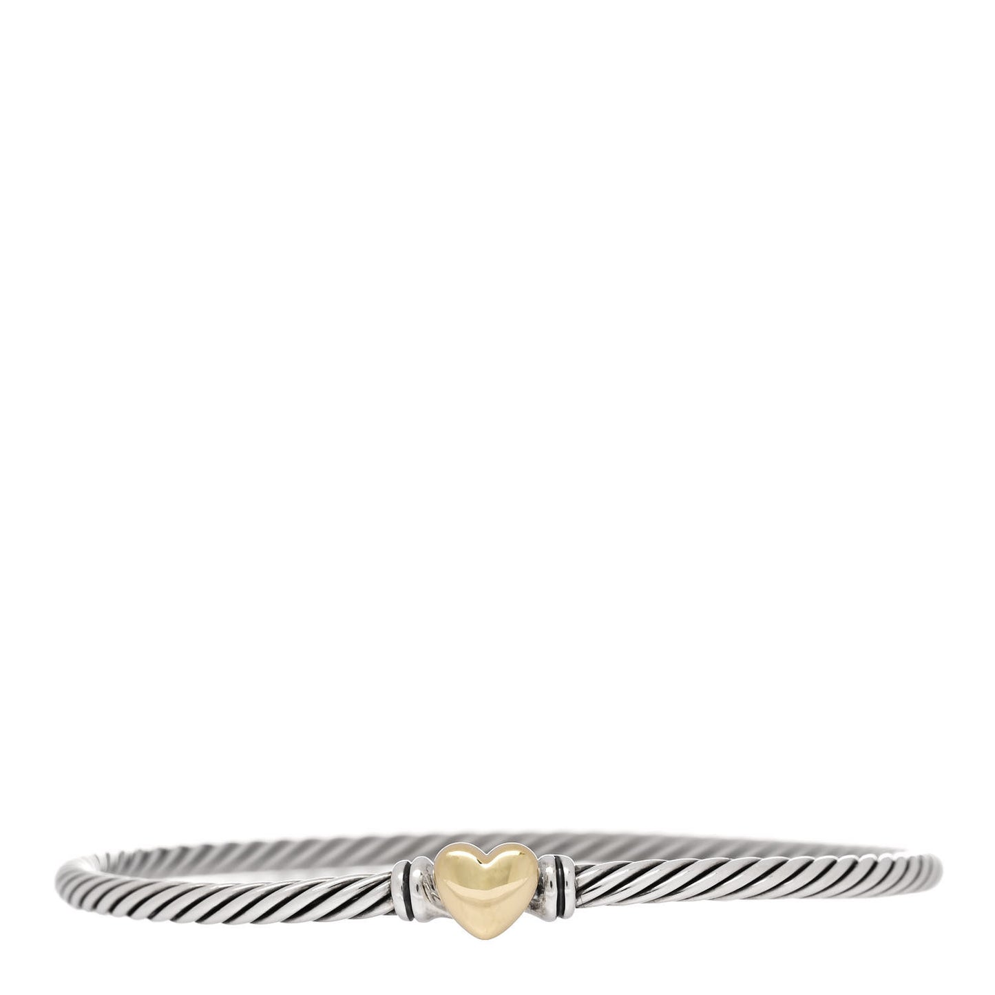 Sterling Silver 18K Yellow Gold 3mm Cable Collectibles Heart Bracelet