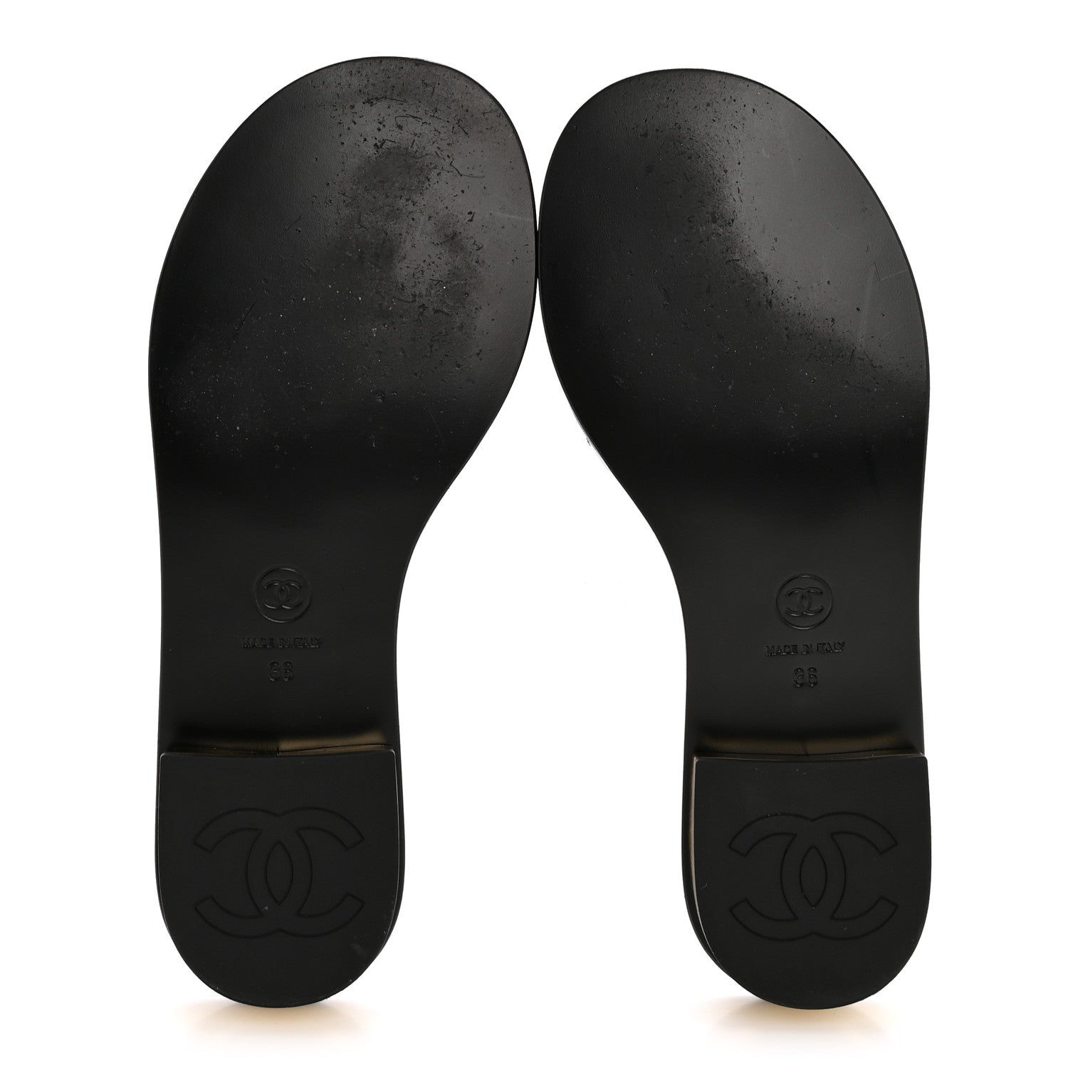 Chanel Patent Goatskin Quilted CC Mules Sandals 36 Black 6 of 11