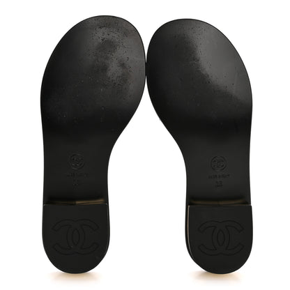 Chanel Patent Goatskin Quilted CC Mules Sandals 36 Black 6 of 11