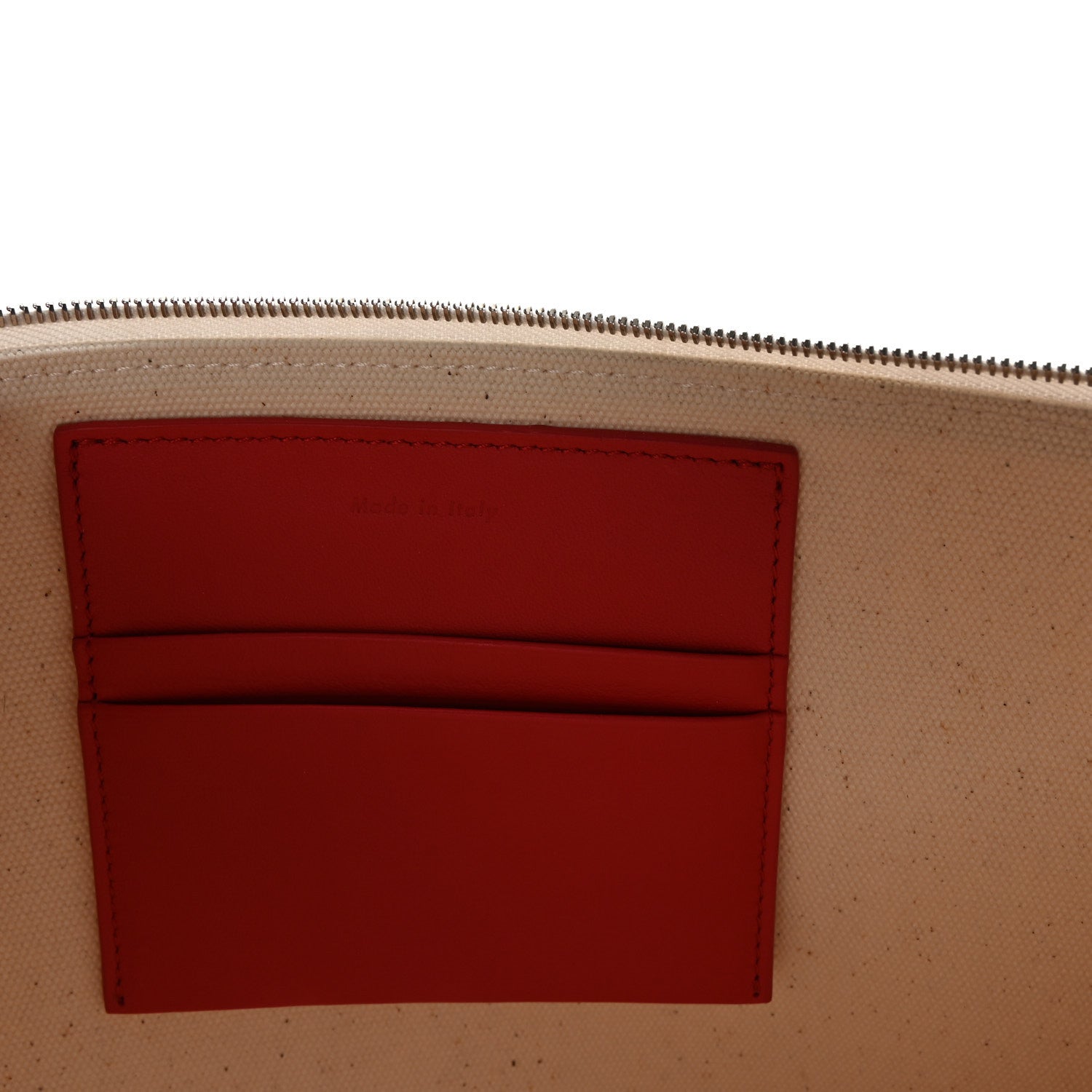 Celine Cotton Canvas Calfskin Made In Large Pouch Red 7 of 8