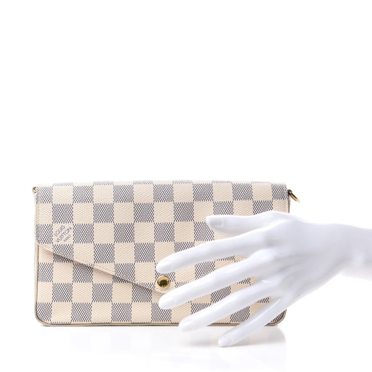 Louis Vuitton Damier Azur Pochette Felicie Chain Wallet Rose Ballerine 2 of 8