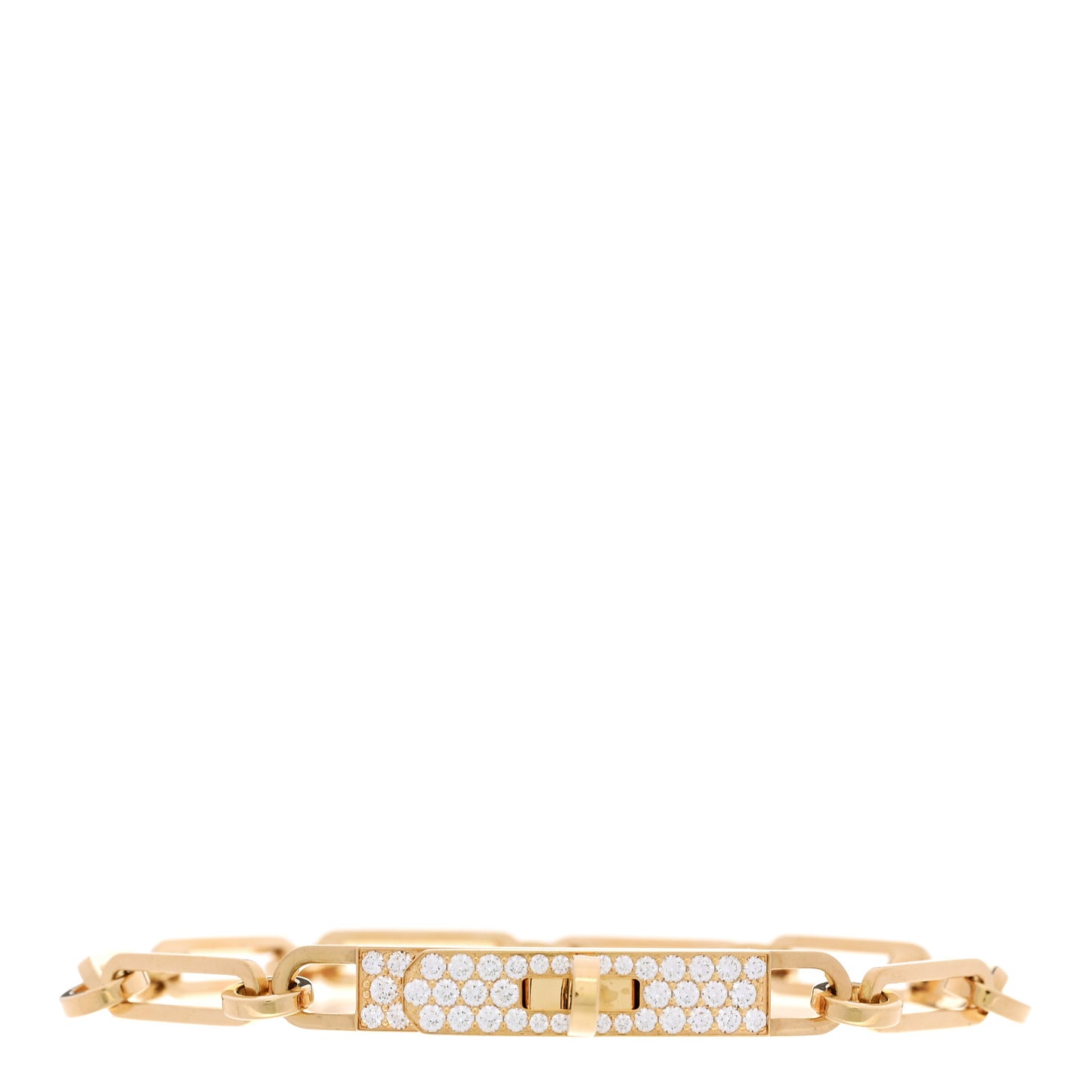 18K Yellow Gold Diamond Pave PM Kelly Chaine Bracelet SH