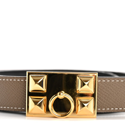 Hermes Epsom Swift 24mm Collier De Chien CDC Belt 95 38 Etoupe Black 8 of 8