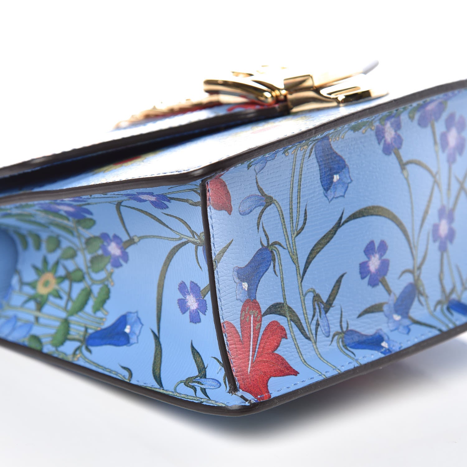 Gucci Shangai Calfskin Web New Flora Mini Sylvie Chain Shoulder Bag Azure 8 of 9