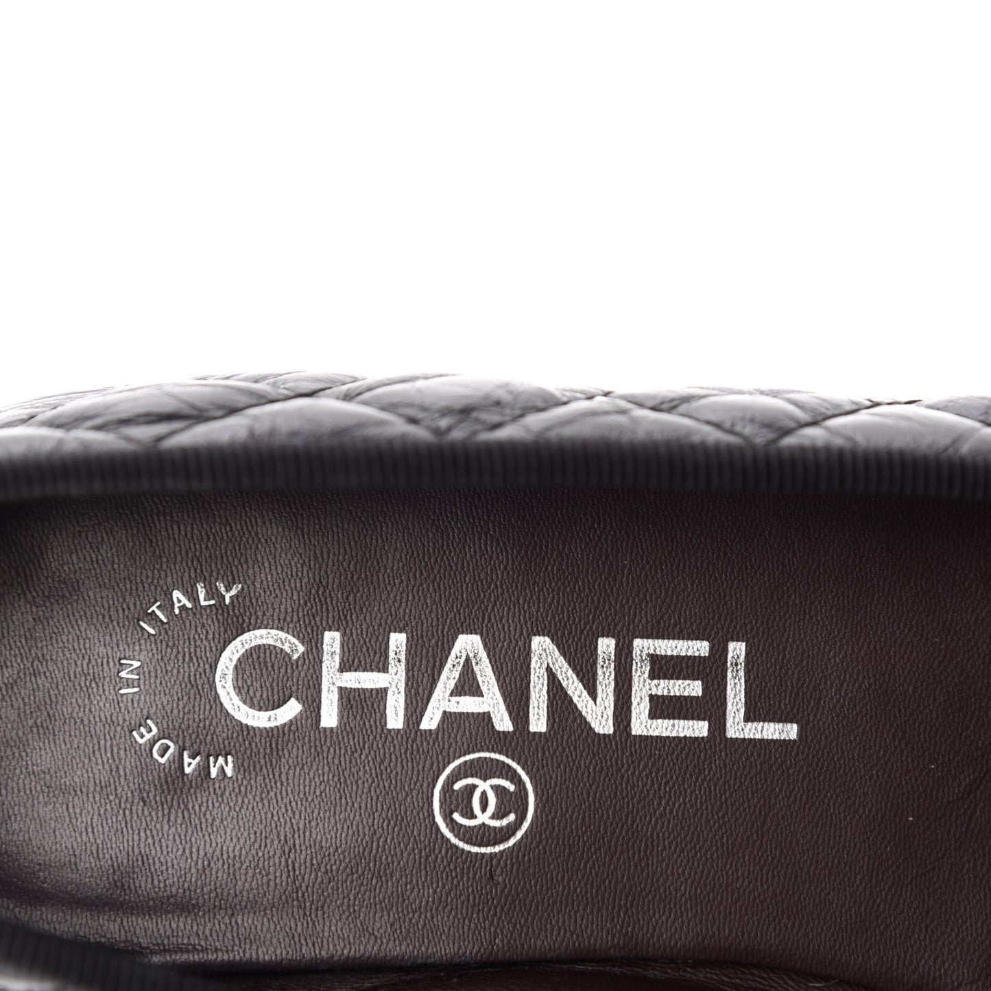 Aged Calfskin Quilted CC Cap Toe Ballerina Flats 35.5 Black