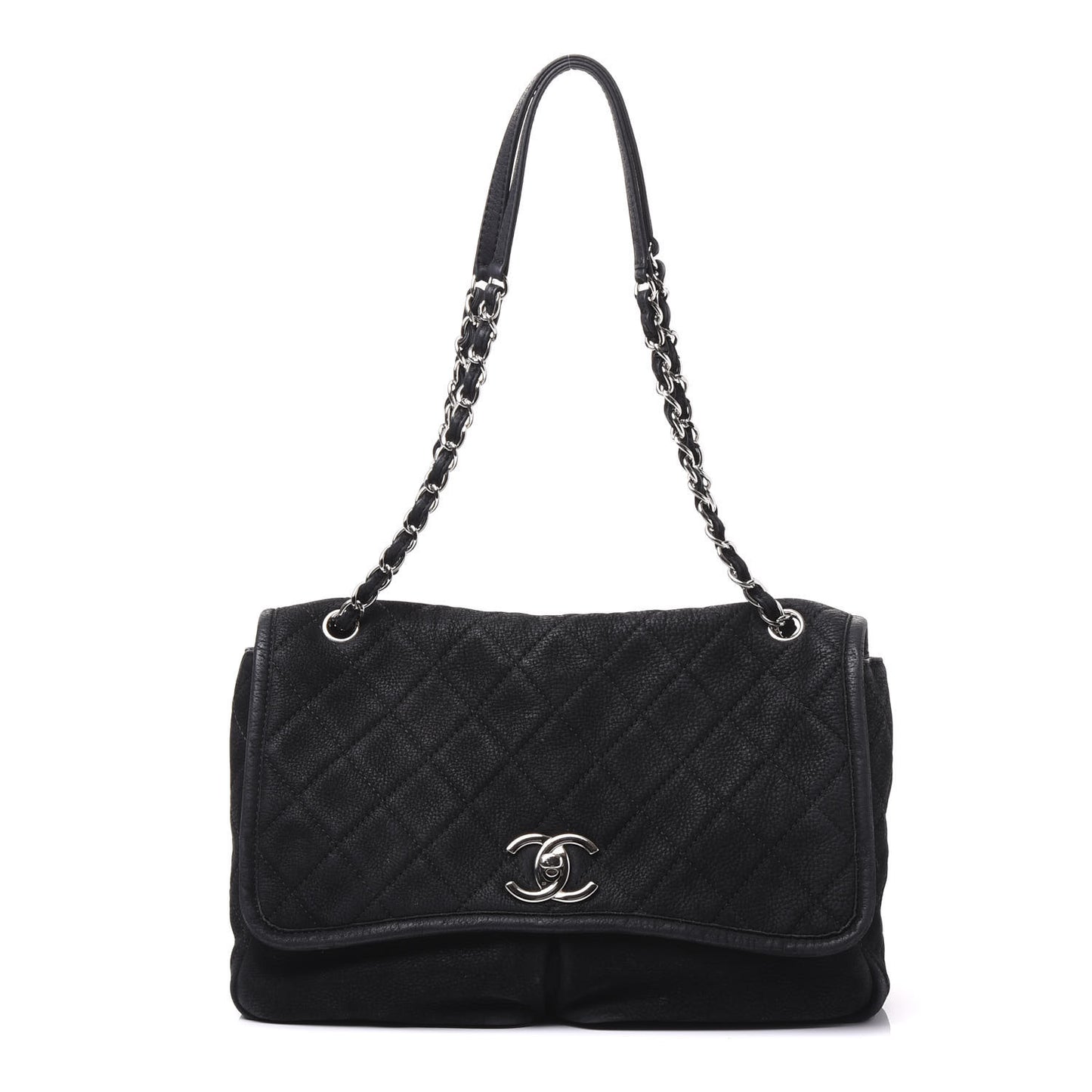 Ultra Soft Suede Calfskin Large Natural Beauty Flap Black