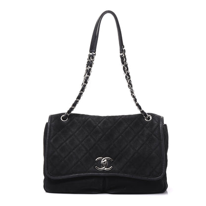 Chanel Ultra Soft Suede Calfskin Large Natural Beauty Flap Black 1 of 9