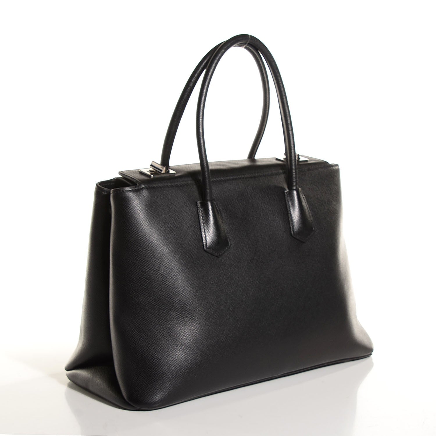 Prada Saffiano Cuir Twin Tote Nero Black 3 of 10