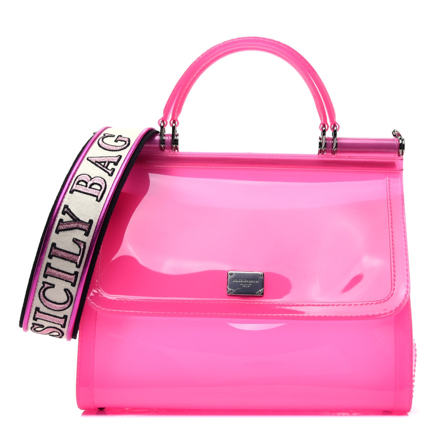 Rubber Semi Transparent Miss Sicily Satchel Pink