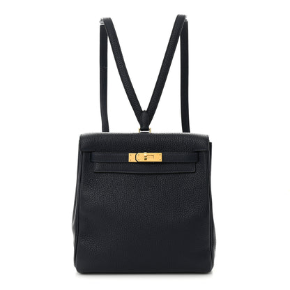 Hermes Taurillon Clemence Kelly Ado Backpack Bleu Nuit 1 of 12