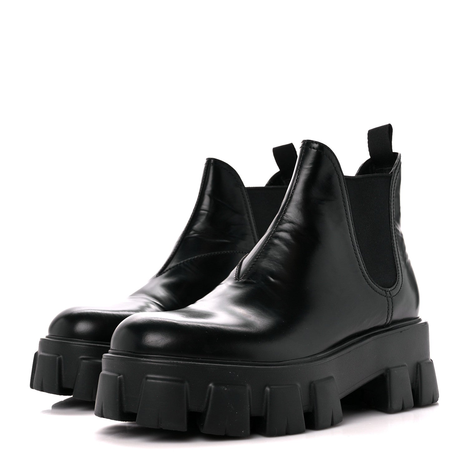Prada Spazzolato Rois Monolith Chelsea 55mm Ankle Boots 39.5 Black 3 of 10
