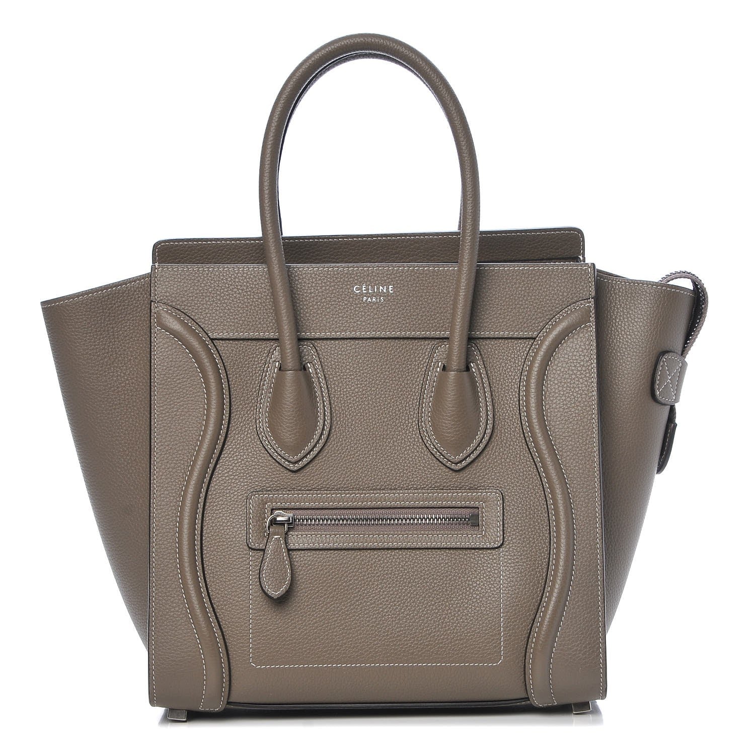 Celine Drummed Calfskin Micro Luggage Souris 1 of 8