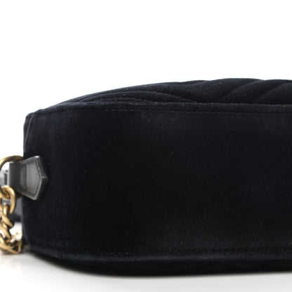 Gucci Velvet Matelasse Small GG Marmont Chain Shoulder Bag Black 9 of 12