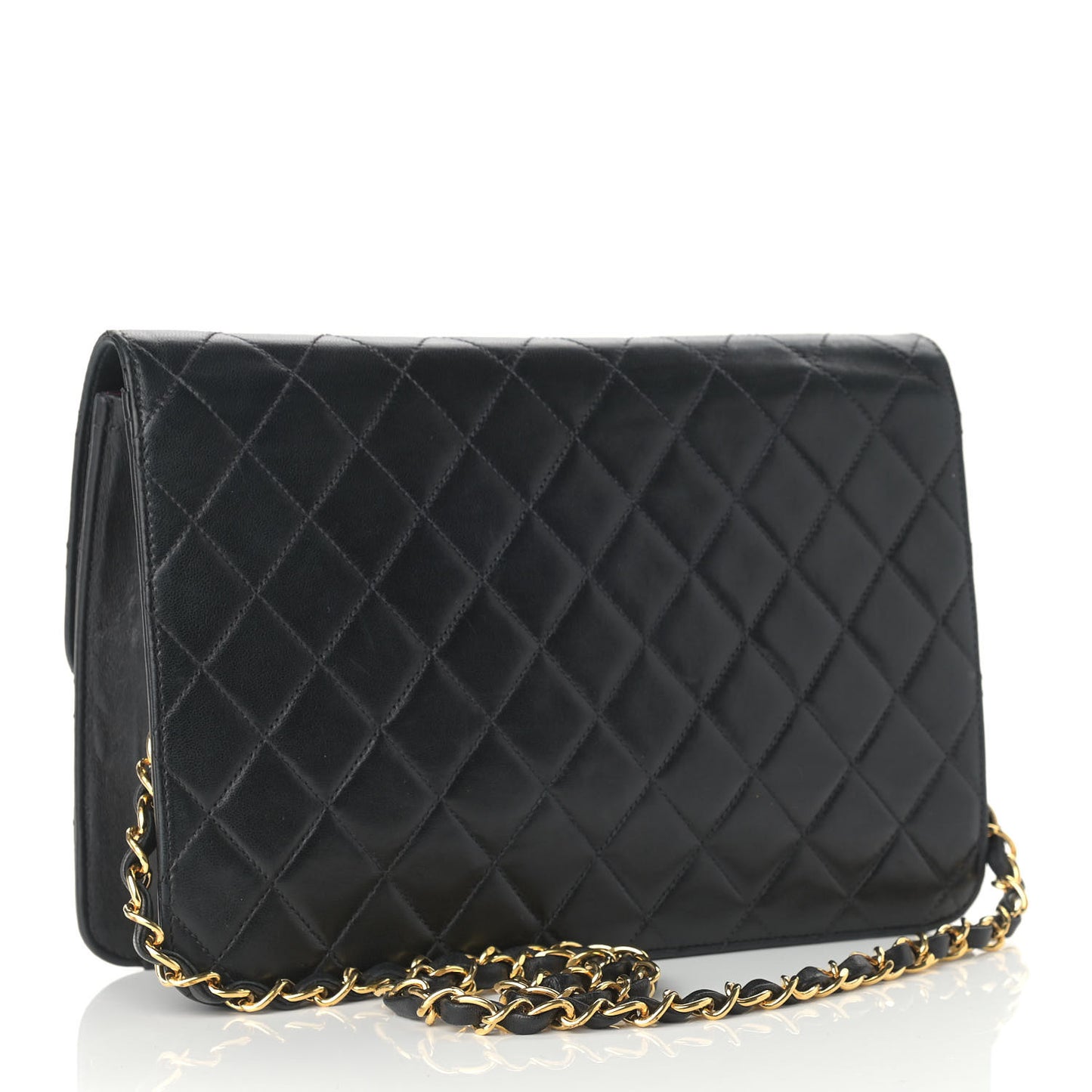 Lambskin Quilted Medium Single Flap Black
