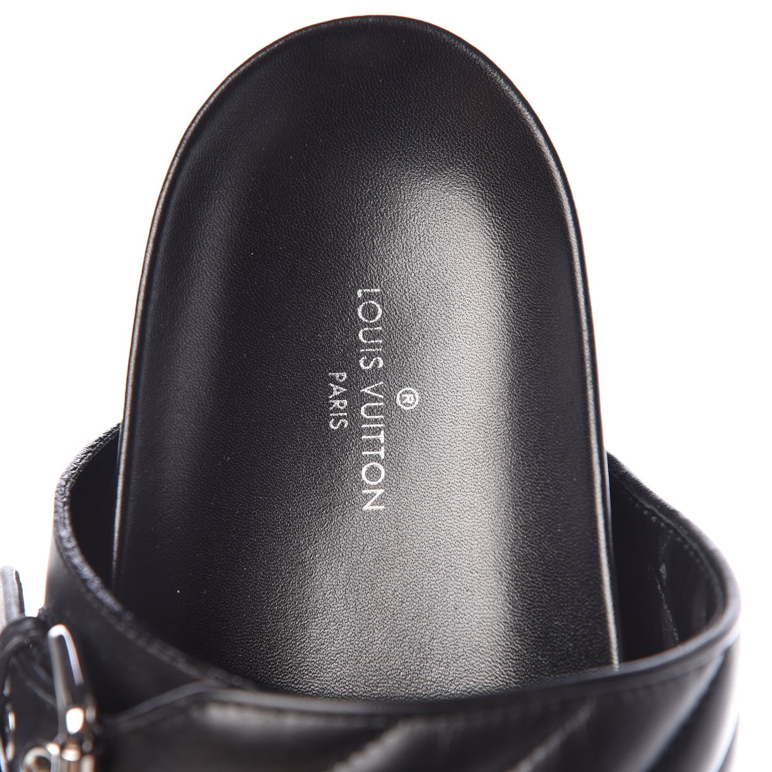 Louis Vuitton Calfskin New Wave Bom Dia Mule Sandals 37.5 Black 7 of 8