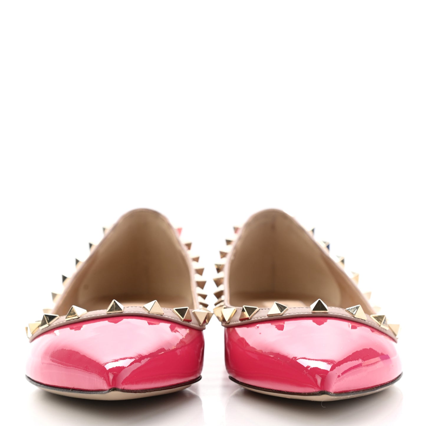 Patent Nappa Rockstud Ballerina Flats 38 Deep Fuxia Poudre