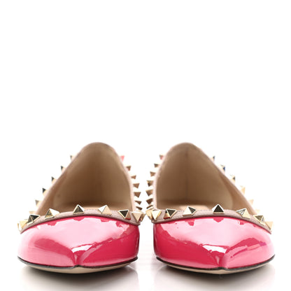 Valentino Garavani Patent Nappa Rockstud Ballerina Flats 38 Deep Fuxia Poudre 2 of 9