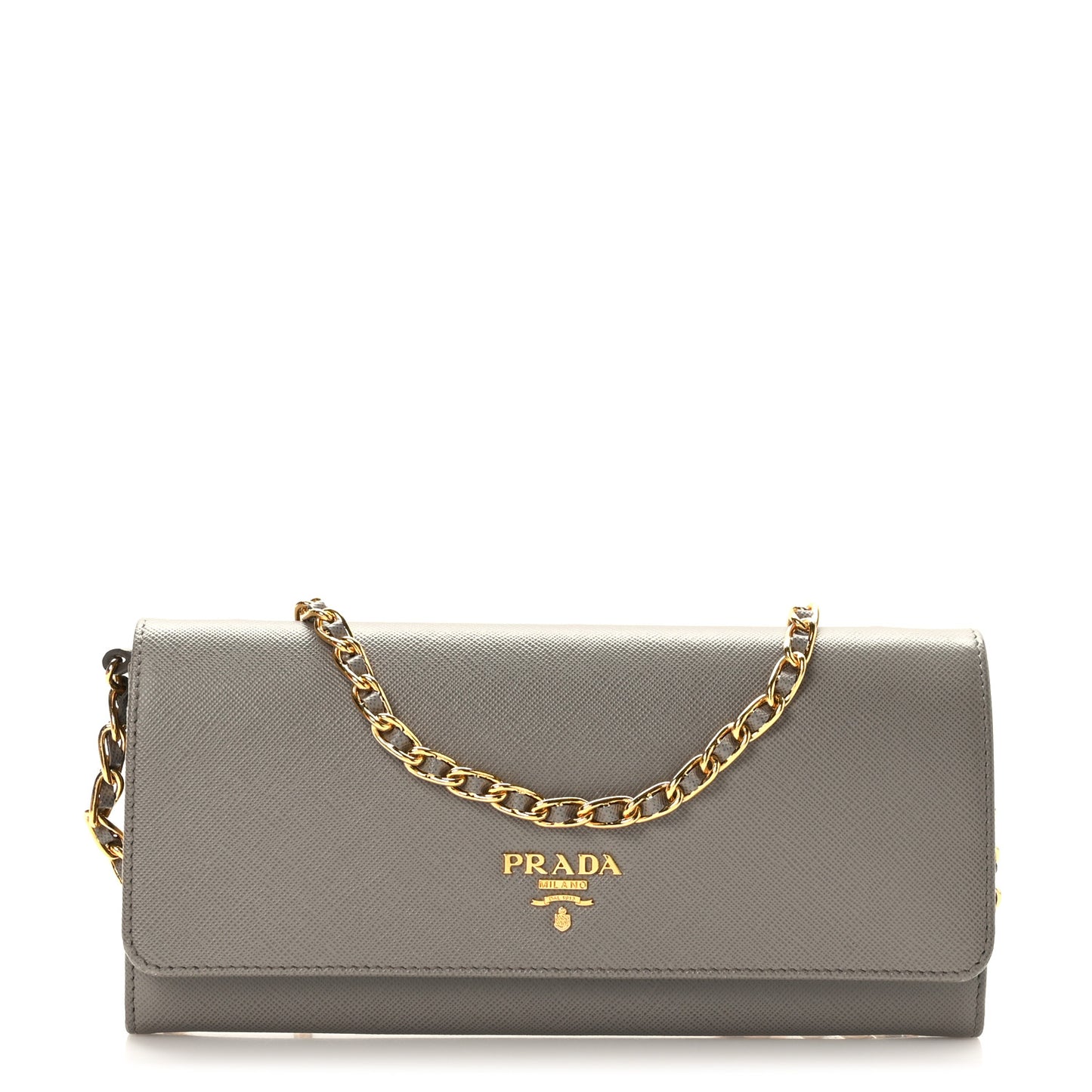 Saffiano Metal Oro Chain Wallet Argilla