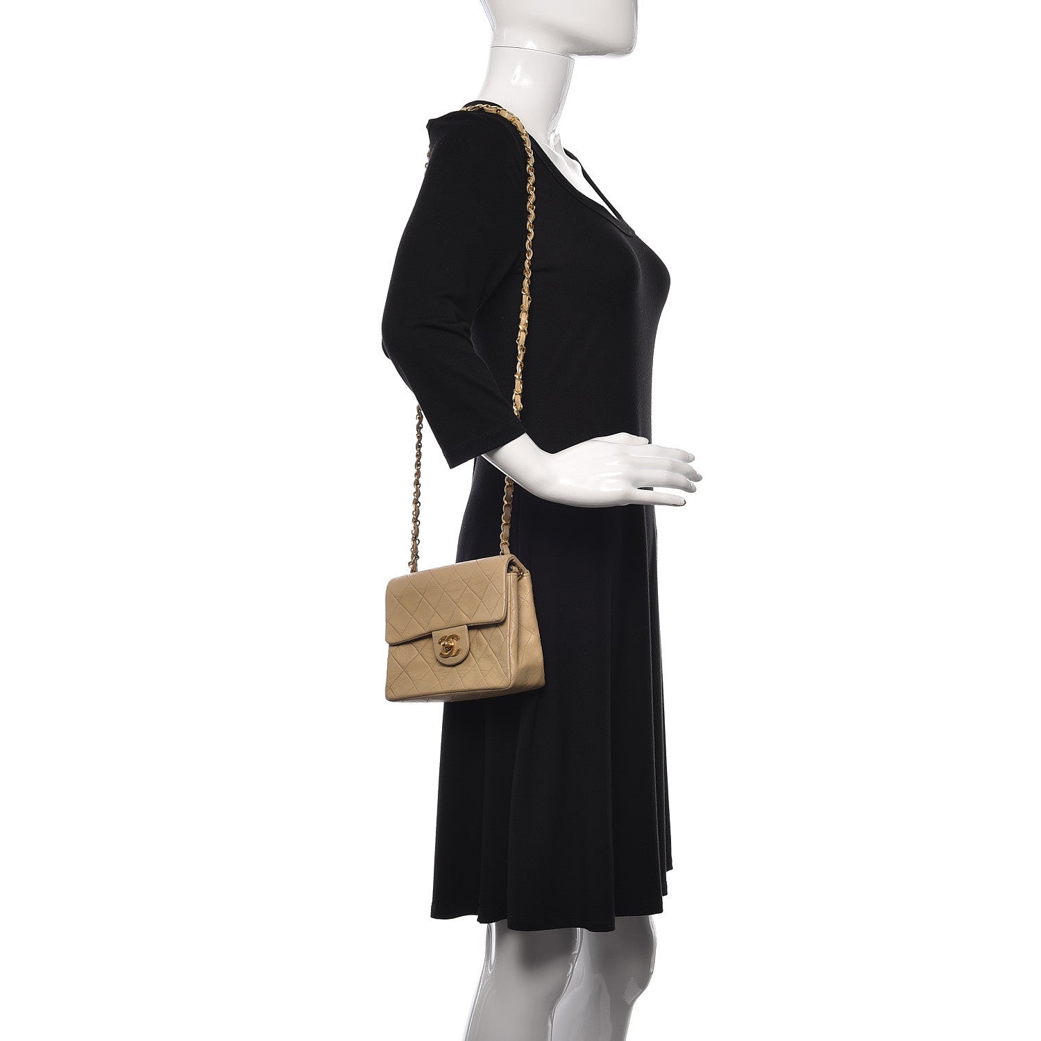 Chanel Lambskin Quilted Mini Square Flap Beige 2 of 11