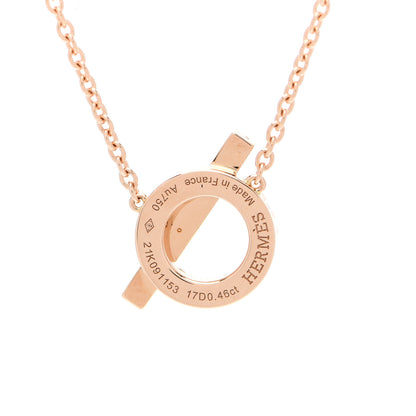 Hermes 18K Rose Gold Diamond Finesse Pendant Necklace 3 of 4
