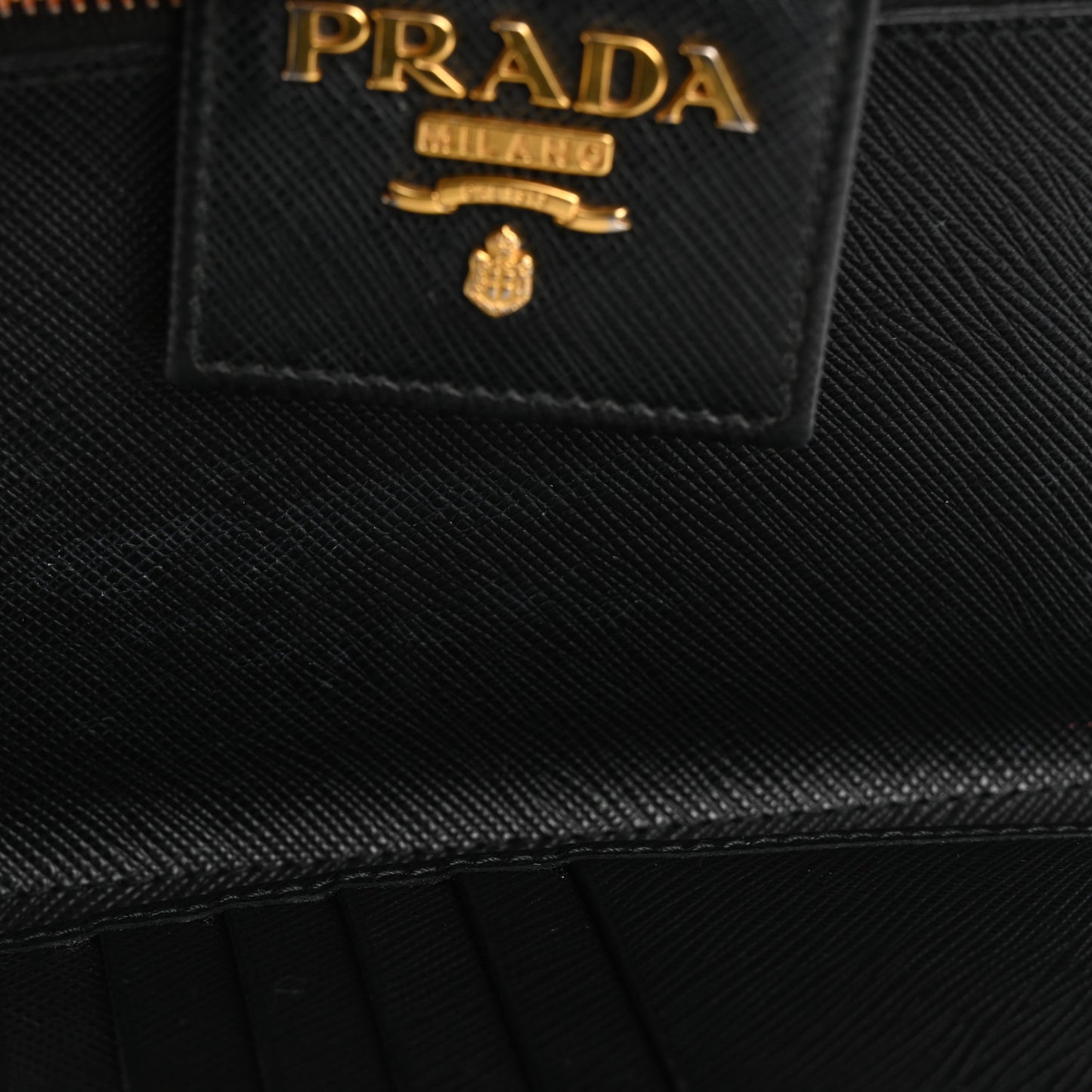 Saffiano Metal Tab Wallet Black