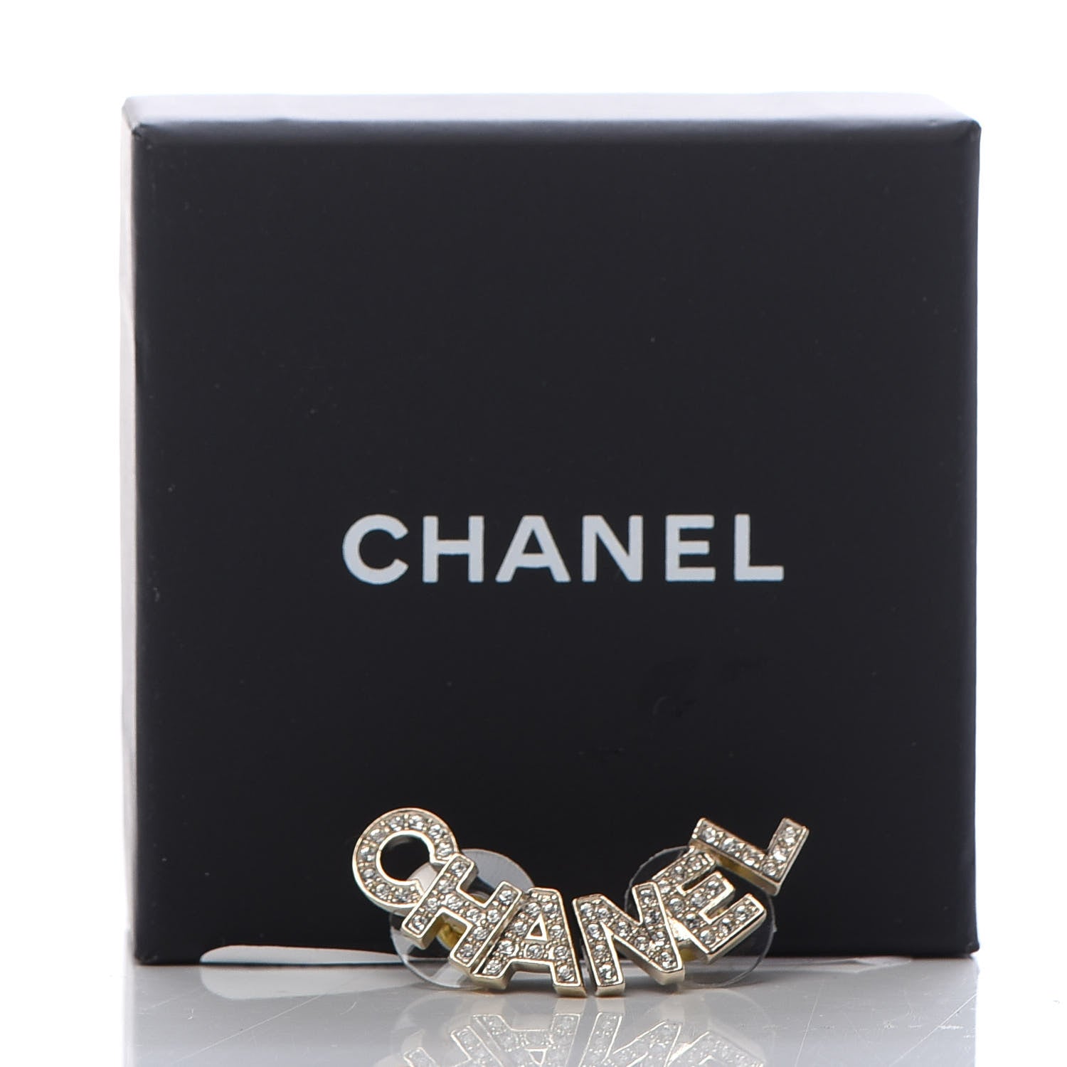 Chanel Crystal Pearl Signature Stud Earrings Gold 5 of 5