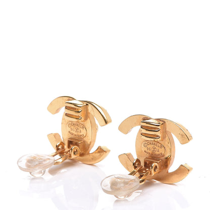 Chanel Crystal CC Turnlock Clip On Earrings Gold 4 of 13
