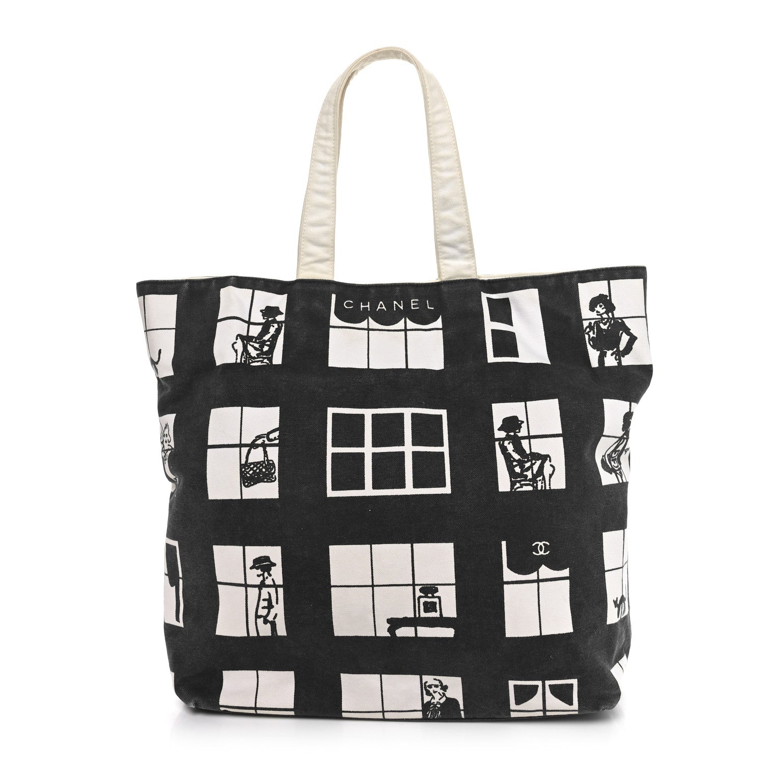Chanel Canvas Coco Window Tote Black White 1 of 11