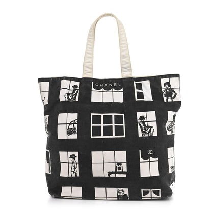 Chanel Canvas Coco Window Tote Black White 1 of 11