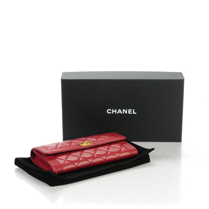 Chanel Lambskin Quilted Large Boy Flap Wallet Dark Red 4 of 8