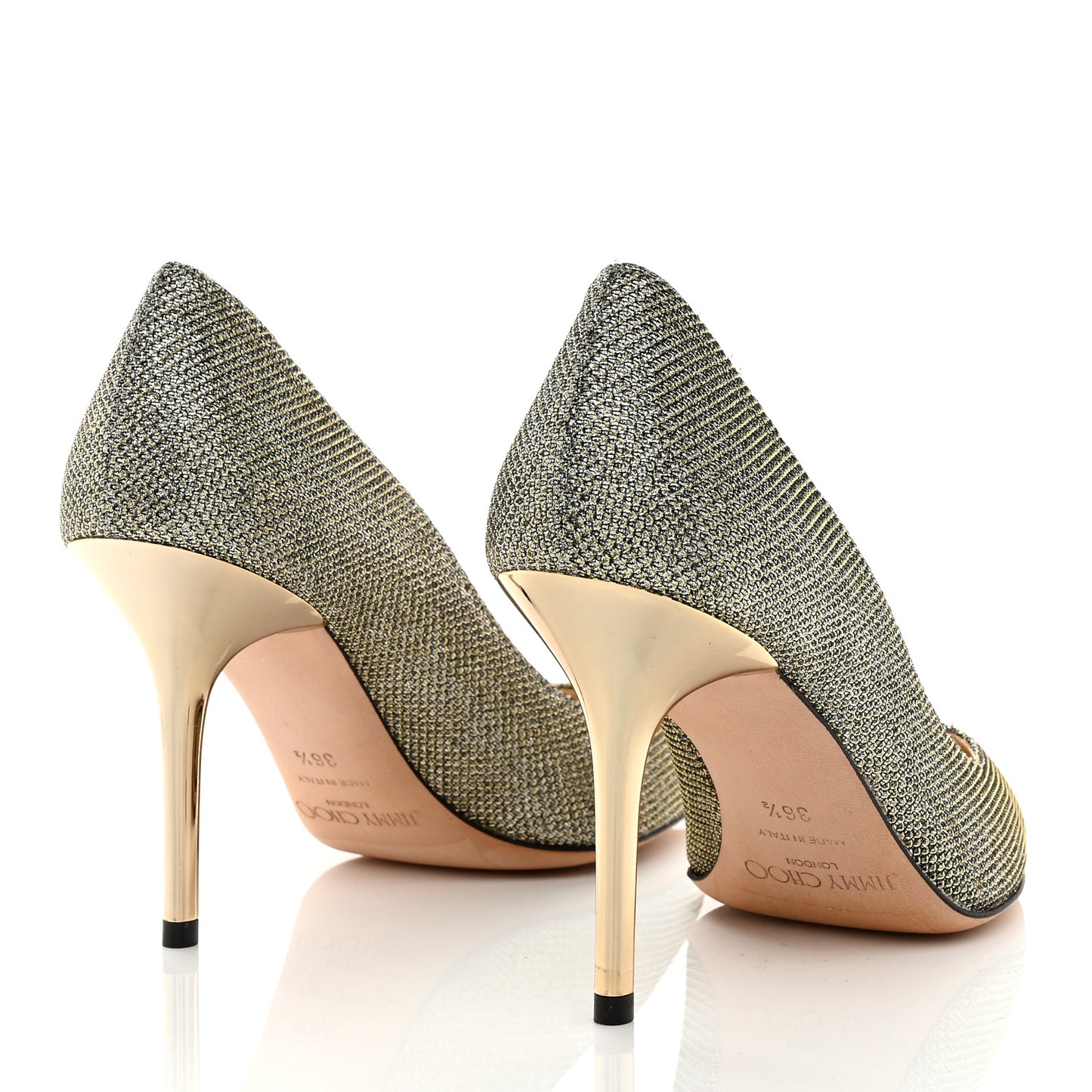 Lame Glitter Pointy Toe Romy 100 Pumps 36.5 Light Bronze