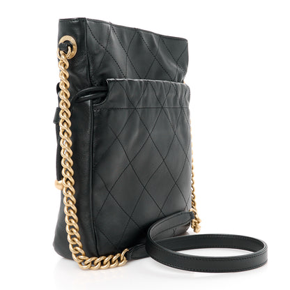 Chanel Calfskin Quilted Drawstring Bucket Bag Black 3 of 11