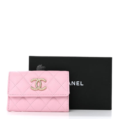 Chanel Caviar Quilted CC Flap Card Holder Pink 9 of 9