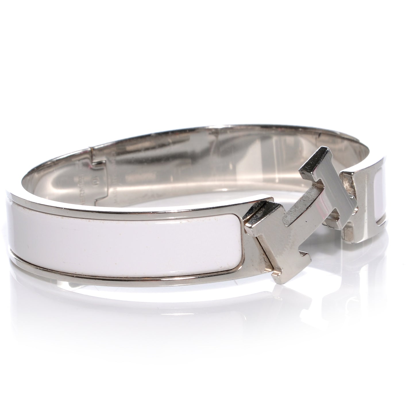 Enamel Narrow Clic Clac H Bracelet PM White