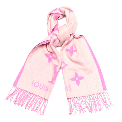 Louis Vuitton Cashmere Monogram Reykjavik Scarf White Pink 1 of 5
