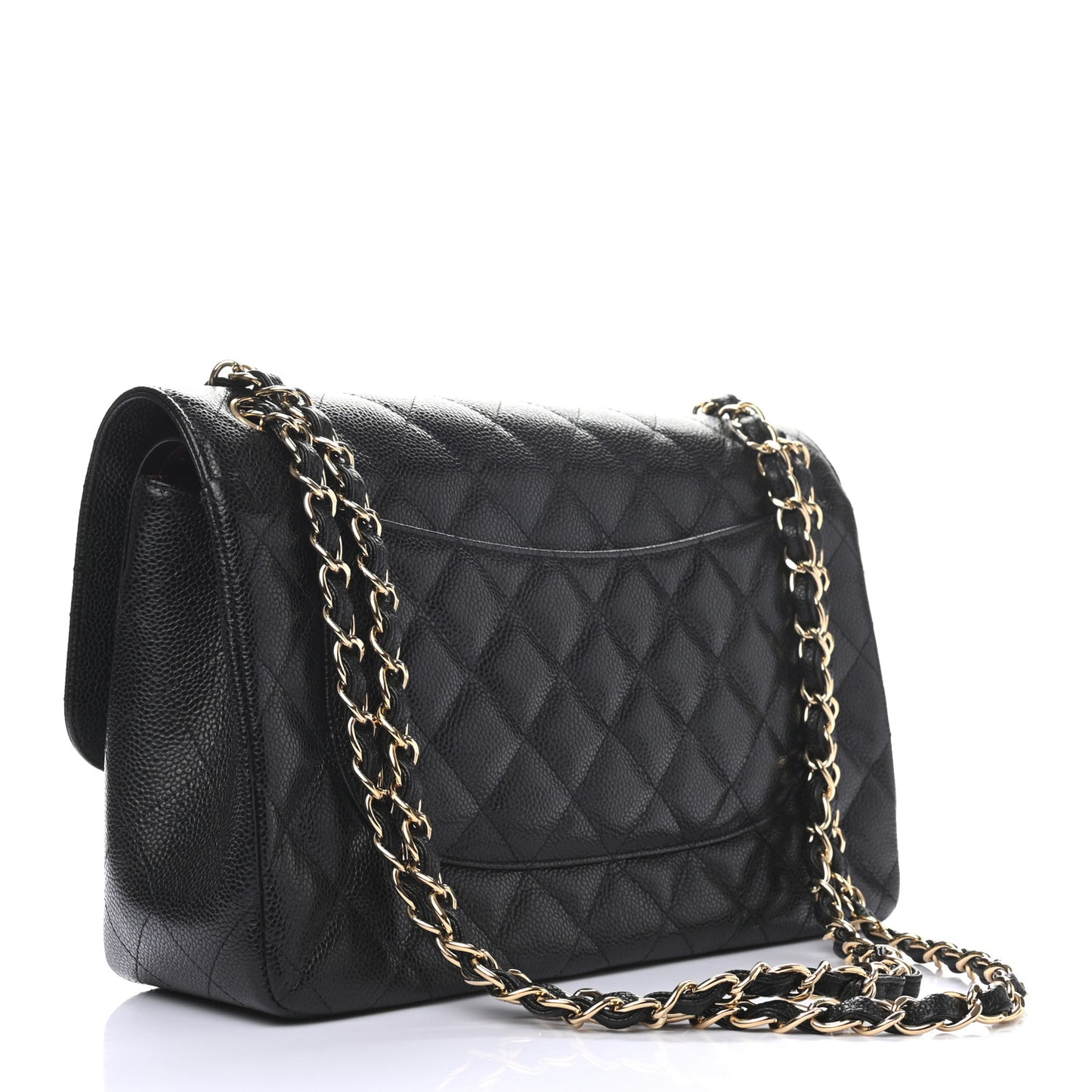 Caviar Quilted Jumbo Double Flap Black