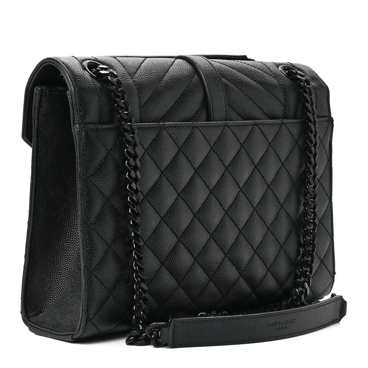 Grain De Poudre Textured Mixed Matelasse Triquilt Medium Monogram Monochrome Satchel Black
