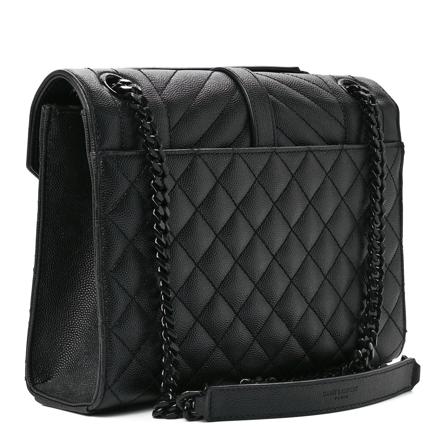 Saint Laurent Grain De Poudre Textured Mixed Matelasse Triquilt Medium Monogram Monochrome Satchel Black 3 of 12