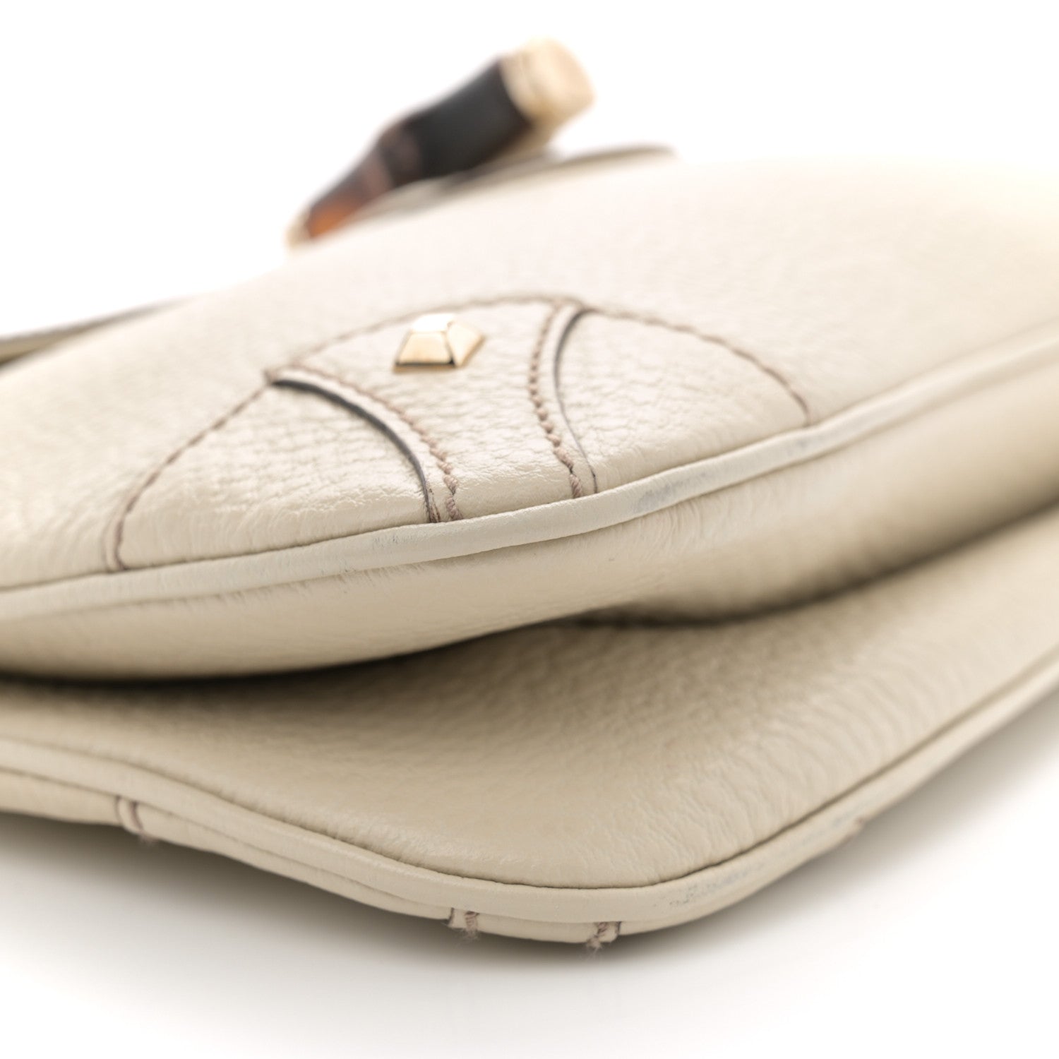Gucci Pebbled Calfskin Bamboo Chain Bag White 9 of 12