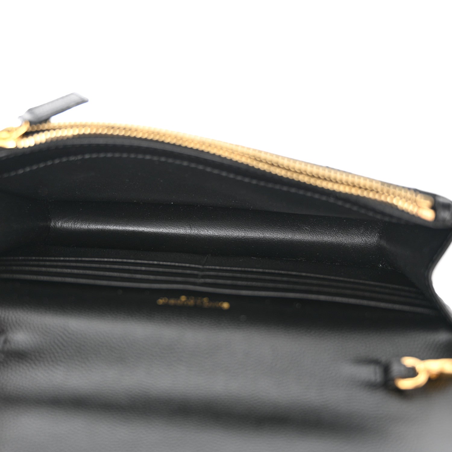 Saint Laurent Grain De Poudre Matelasse Chevron Monogram Envelope Chain Wallet Black 5 of 11