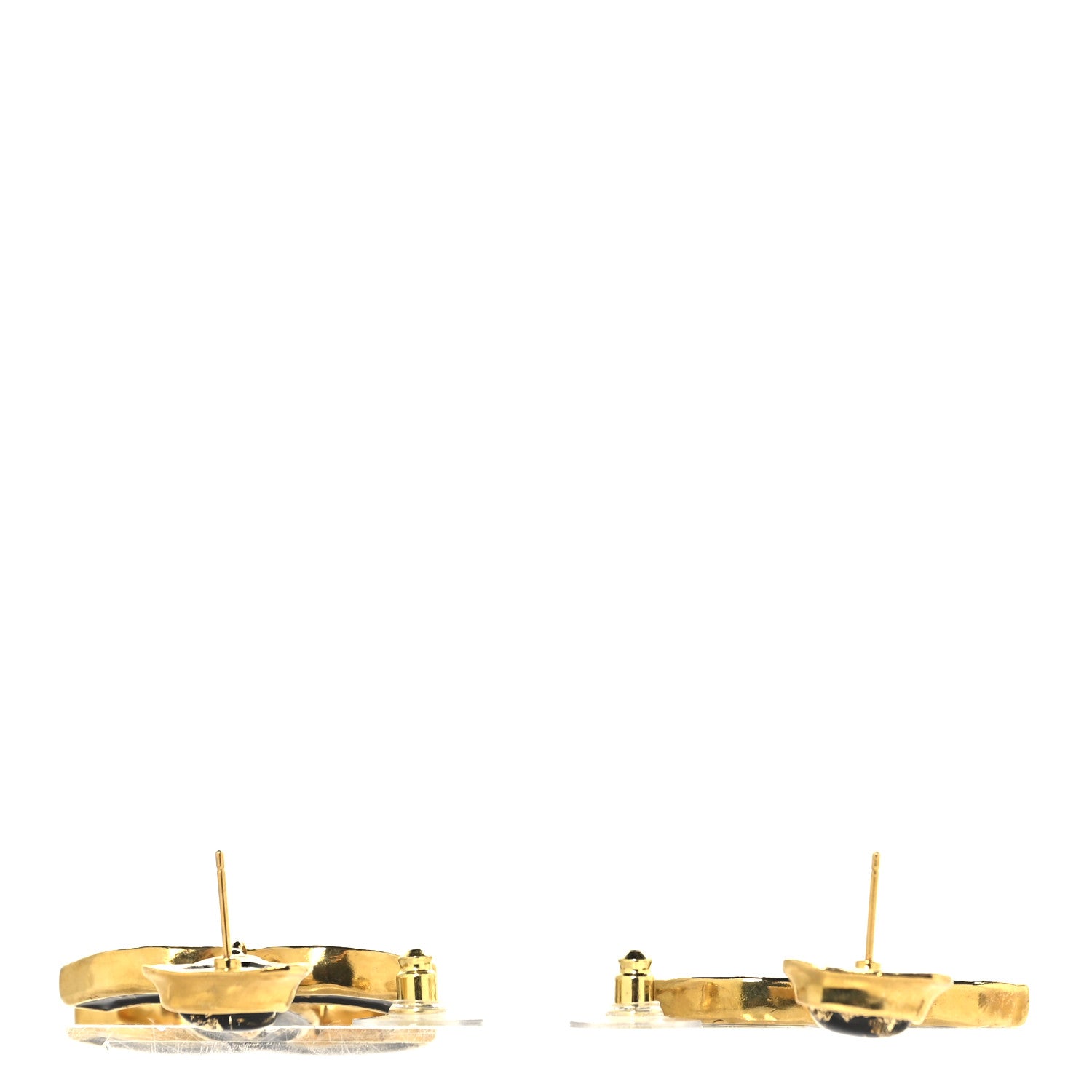 Chanel Resin CC Drop Earrings Gold Black 3 of 4