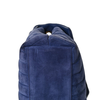 Saint Laurent Suede Y Quilted Monogram Medium Loulou Chain Satchel Blue 13 of 17