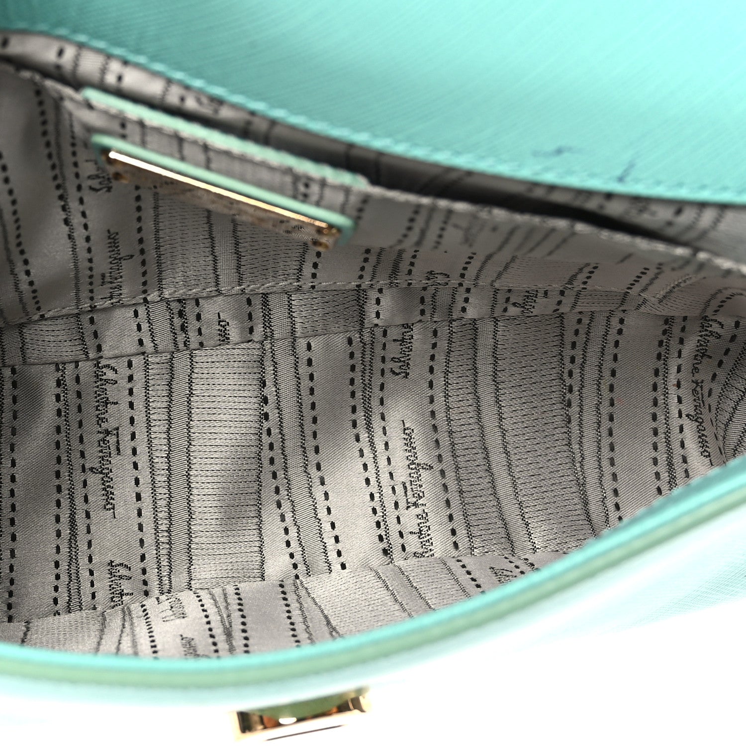 Salvatore Ferragamo Hammered Calfskin Gancini Flap Blue 5 of 9