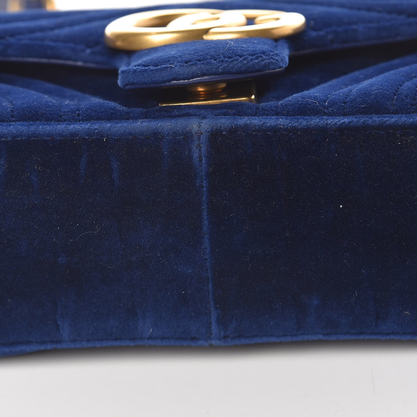 Velvet Matelasse Mini GG Marmont Shoulder Bag Cobalt Blue