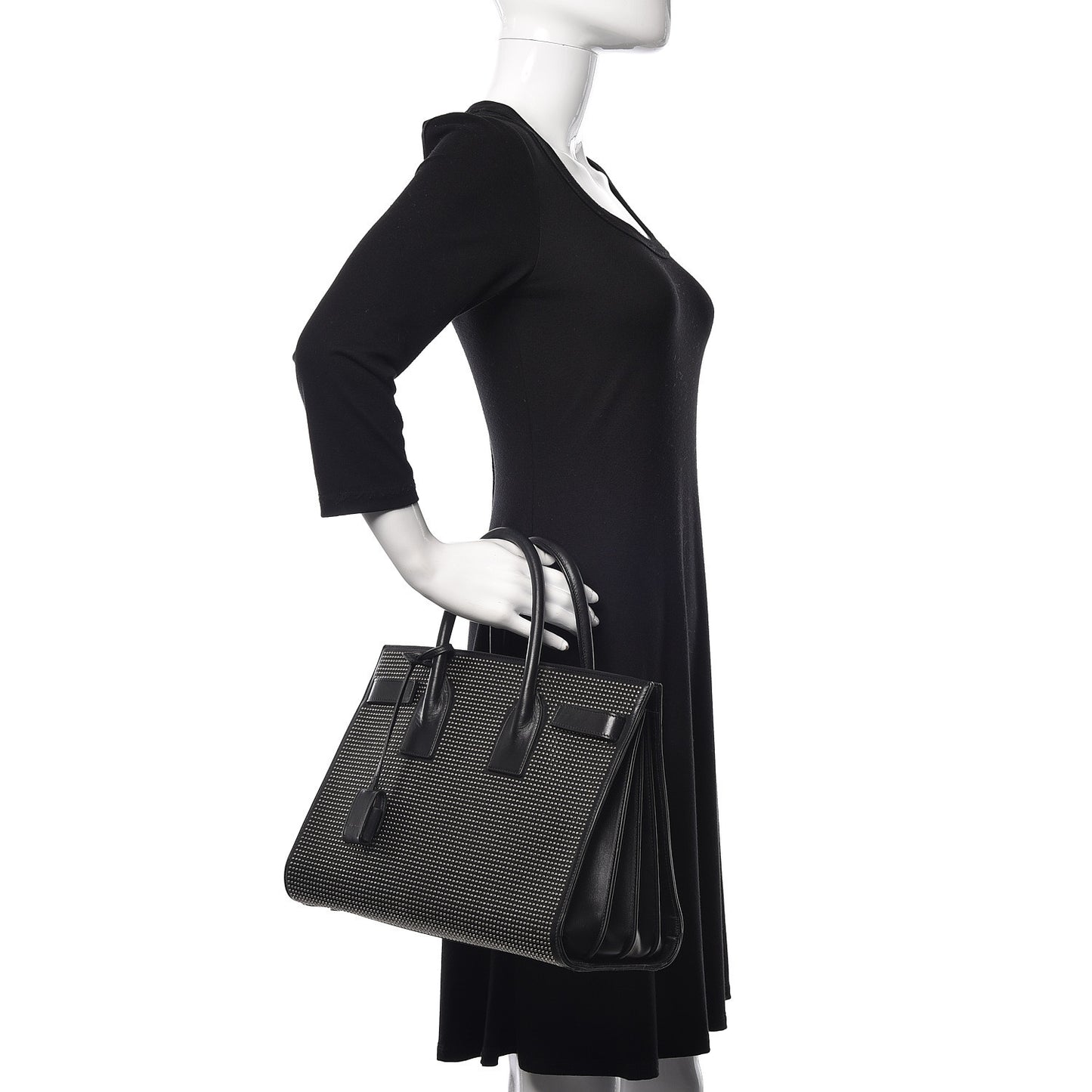 Calfskin Studded Small Sac De Jour Black